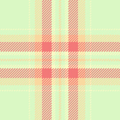 Pastel plaid pattern in soft coral and pale yellow on a mint green background.  Perfect for textile design, website backgrounds, or crafting projects.