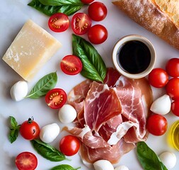 Table with fresh Italian ingredients