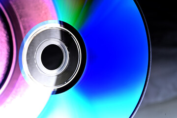holographic rainbow colored reflection on a CD