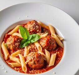 Penne with meatballs