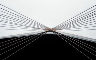 Obraz premium Abstract Black and White Converging Lines