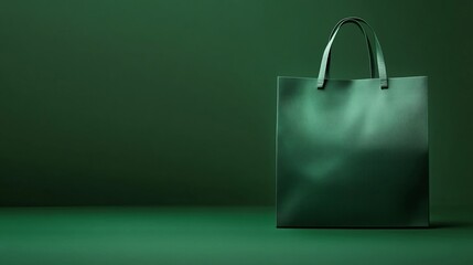 Borsa della spesa verde su uno sfondo verde, creando un effetto di continuità cromatica.