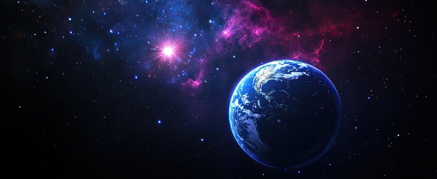 Earth in Cosmic Nebula - Powered by Adobe
