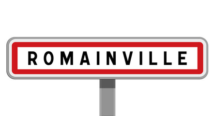 Panneau sur poteau central de Romainville, Seine-Saint-Denis, Île-de-France
