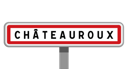 Panneau sur poteau central de Châteauroux, Indre, Centre-Val de Loire