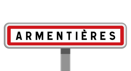 Panneau sur poteau central de Armentières, Nord, Hauts-de-France