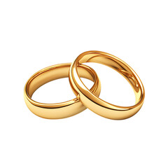 golden wedding rings on Transparent Background