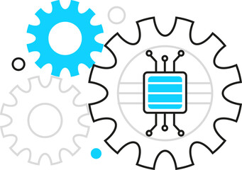 Obraz premium Artificial intelligence AI, including cybernetics, machine learning, robotics icon line vector, AI problem-solving, algorithms, and AI technology concepts