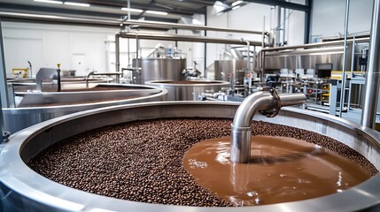 Circular tank mixing liquid chocolate images