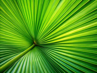 Fototapeta premium Lush Green Palm Leaf Texture: Vibrant Tropical Foliage Close-Up