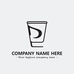 Cup illustration black and white for logo company vector image
