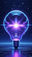 light bulb on blue background