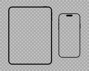 Device screen mockup. Smartphone, tablet, with blank screen for you design. Stock royalty free vector illustration. 