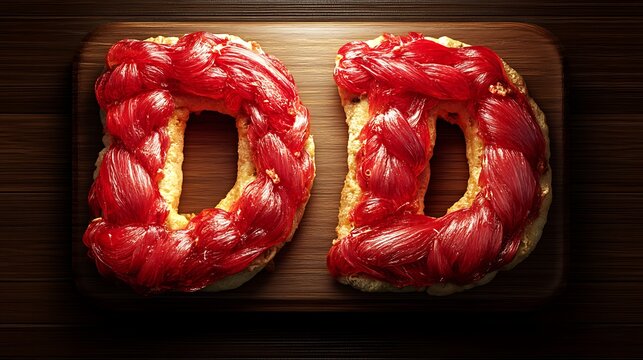 Delicious DD Letters Sweet Pastry Treat on Wood.
