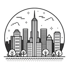 City Skyline Vector Illustration &ndash; Urban Cityscape, Skyscraper and Modern Architecture Design