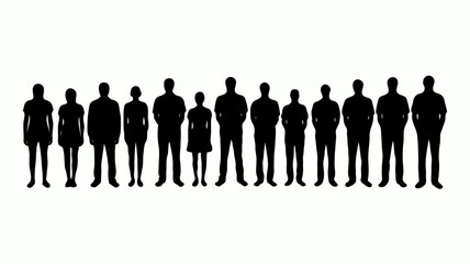 Diverse Group of Silhouetted People Showcasing Social Diversity and Unity in a Multicultural Workforce Illustration