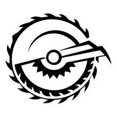 Circular saw blade vector icon isolated on white background. Simple black shape illustration of rotating saw blade