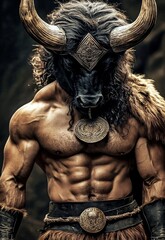 Fototapeta premium Stunning artwork depicting the legendary Minotaur creature.