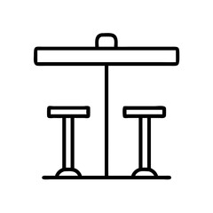 bar table vector icon, simple black outline line icon of bar table, furniture vector line art icon