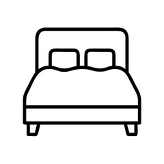 bed vector icon, simple black outline line icon of bed, furniture vector line art icon
