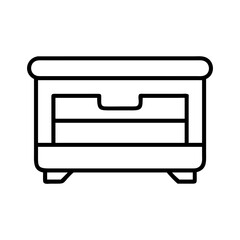 blanket chest vector icon, simple black outline line icon of blanket chest, furniture vector line art icon