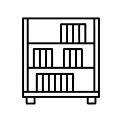 bookshelf vector icon, simple black outline line icon of bookshelf, furniture vector line art icon