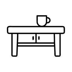 coffee table vector icon, simple black outline line icon of coffee table, furniture vector line art icon