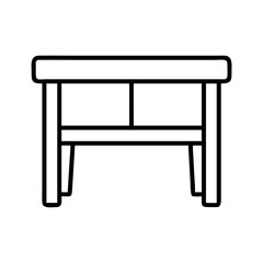 console table vector icon, simple black outline line icon of console table, furniture vector line art icon