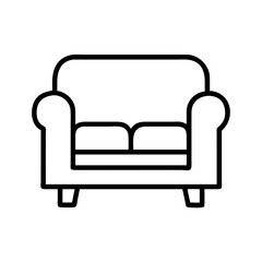 couch vector icon, simple black outline line icon of couch, furniture vector line art icon