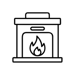 electric fireplace vector icon, simple black outline line icon of electric fireplace, furniture vector line art icon