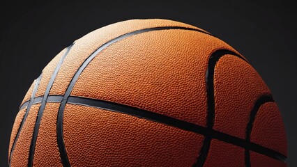 Obraz premium Close-up of a professional basketball ball showing texture and color gradation.