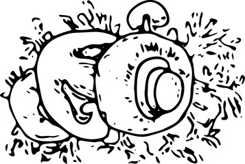 Hand drawn mushrooms doodle icon. Hand drawn black sketch. Sign symbol. Decoration element. White background. Isolated. Flat design. Vector illustration