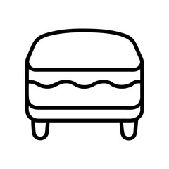 ottoman vector icon, simple black outline line icon of ottoman, furniture vector line art icon