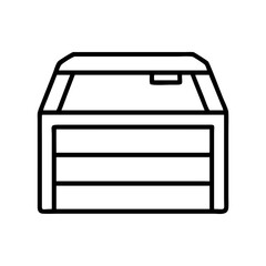 outdoor storage box vector icon, simple black outline line icon of outdoor storage box, furniture vector line art icon