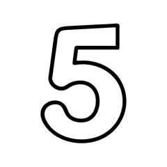 Number 5 icon in minimalist line art style