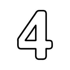Number 4 icon in minimalist line art style