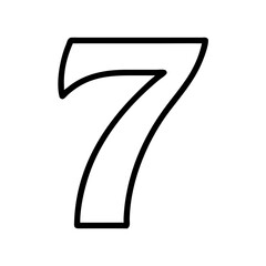 Number 7 icon in minimalist line art style