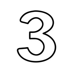 Number 3 icon in minimalist line art style