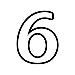 Number 6 icon in minimalist line art style