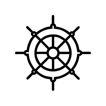 recommend clip art: Ship steering wheel icon in minimalist line art style