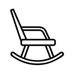 rocking chair vector icon, simple black outline line icon of rocking chair, furniture vector line art icon