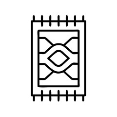 rug vector icon, simple black outline line icon of rug, furniture vector line art icon