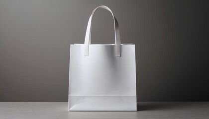 A clean white shopping bag mockup on a neutral background with soft lighting. This elegant and minimalist template is ideal for showcasing retail branding, logos, and custom package designs.

