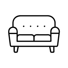 sofa vector icon, simple black outline line icon of sofa, furniture vector line art icon