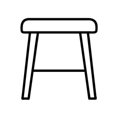 stool vector icon, simple black outline line icon of stool, furniture vector line art icon
