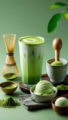 Fresh Green Tea Set with Healthy Ingredients