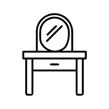 recommend clip art: vanity table vector icon, simple black outline line icon of vanity table, furniture vector line art icon