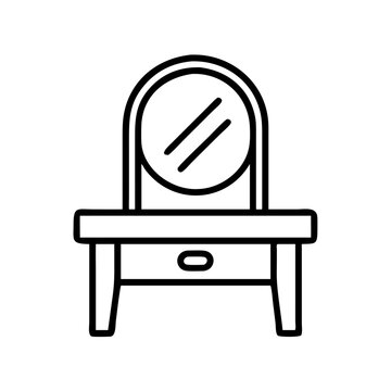 recommend clip art: vanity table vector icon, simple black outline line icon of vanity table, furniture vector line art icon