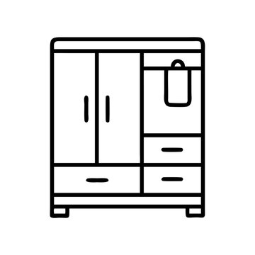 recommend clip art: wardrobe vector icon, simple black outline line icon of wardrobe, furniture vector line art icon