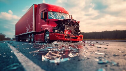 Damaged truck on highway (1)